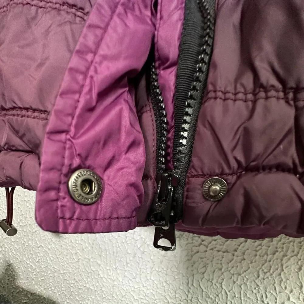 American Eagle Womens Vest Puffer Quilted Full Zip Snaps Lined Pockets Purple M